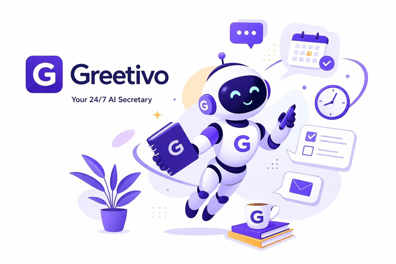 Greetivo AI secretary feature illustration